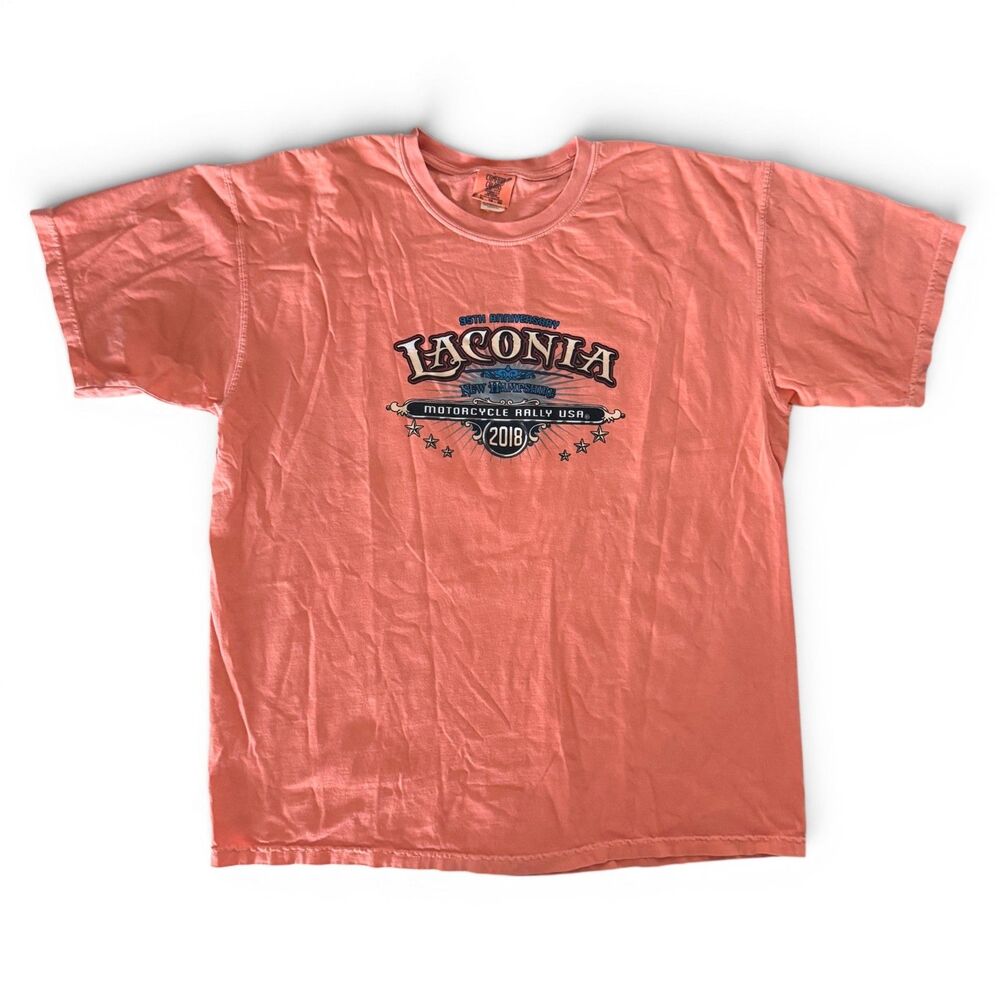 Laconia NH Bike Week 2018 Mens T-Shirt Size XL Front Back Graphic Comfort Colors